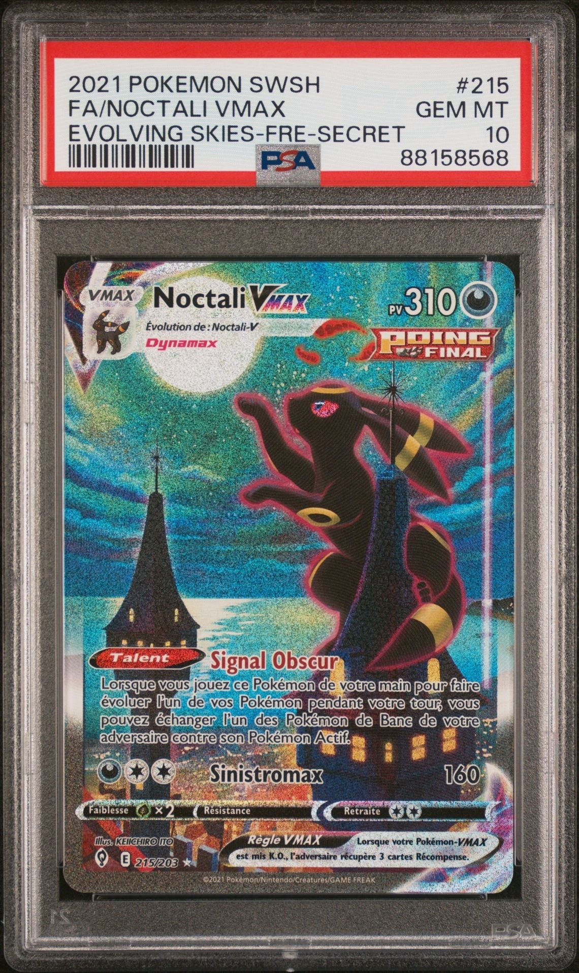 Carte Pokémon Noctali PSA 10